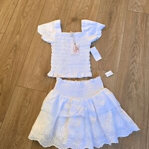Jessica Simpson White Eyelet Two-Piece Matching Set NWT Size 8/10